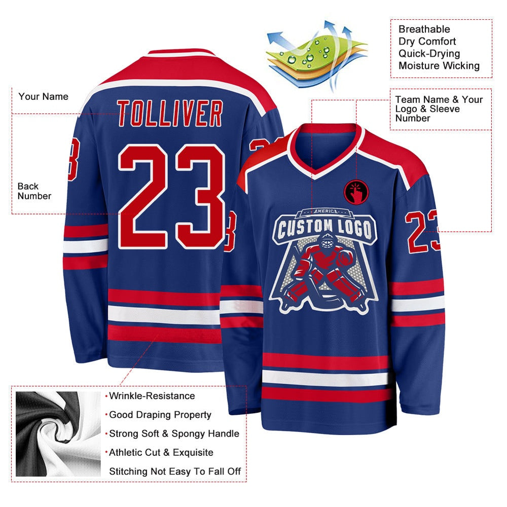 Usa Hockey Jersey, Custom Royal Red White 1 Hockey Jersey, Team Hockey Jerseys