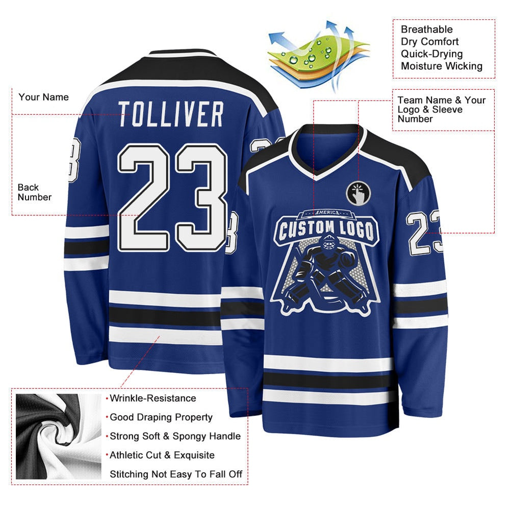Usa Hockey Jersey, Custom Royal White Black 1 Hockey Jersey, Team Hockey Jerseys