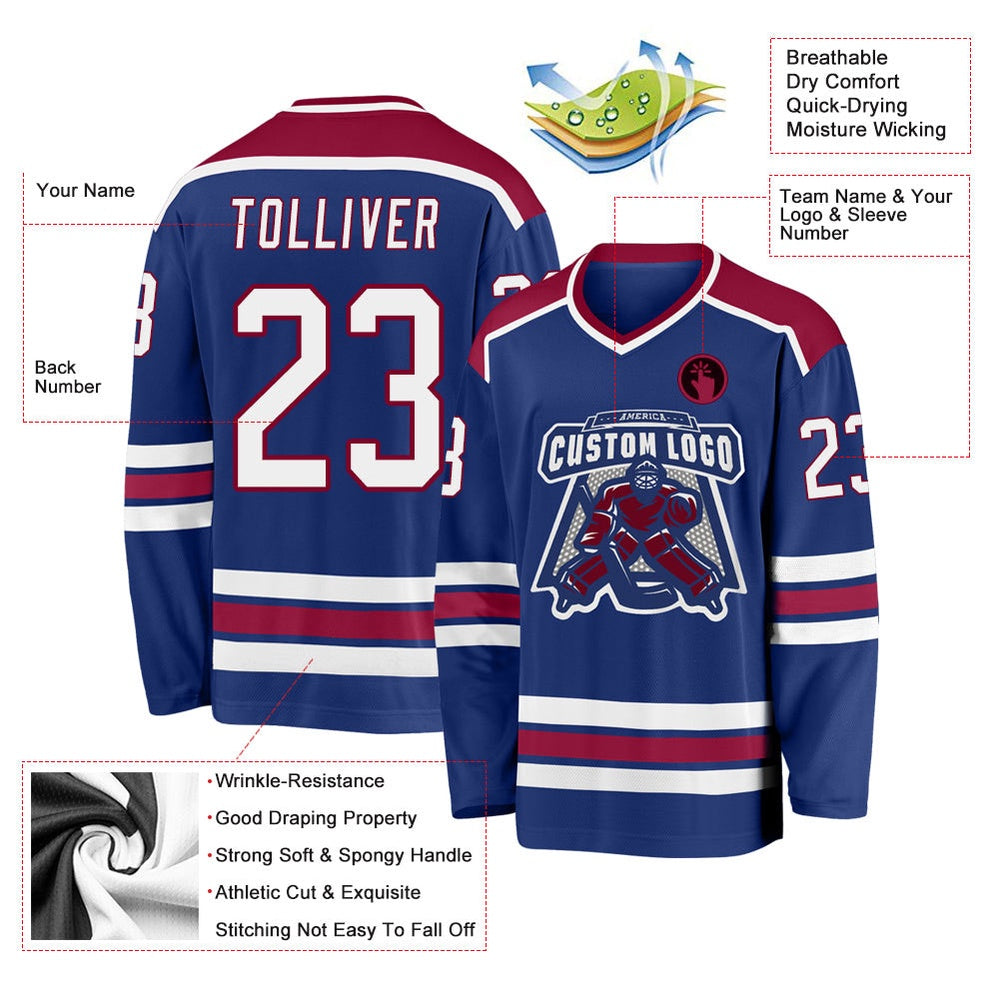 Usa Hockey Jersey, Custom Royal White Maroon Hockey Jersey, Team Hockey Jerseys