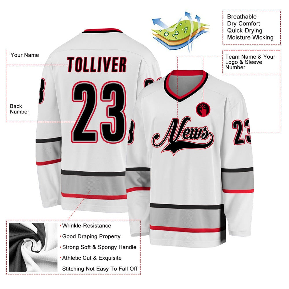 Usa Hockey Jersey, Custom White Black Gray 1 Hockey Jersey, Team Hockey Jerseys