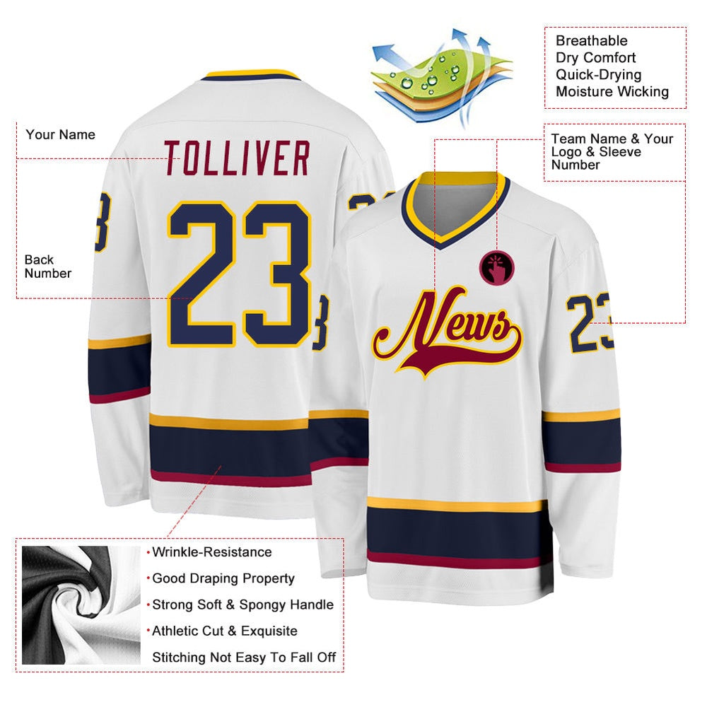 Usa Hockey Jersey, Custom White Navy Maroon Hockey Jersey, Team Hockey Jerseys
