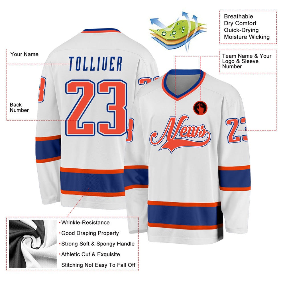 Usa Hockey Jersey, Custom White Orange Royal 1 Hockey Jersey, Team Hockey Jerseys