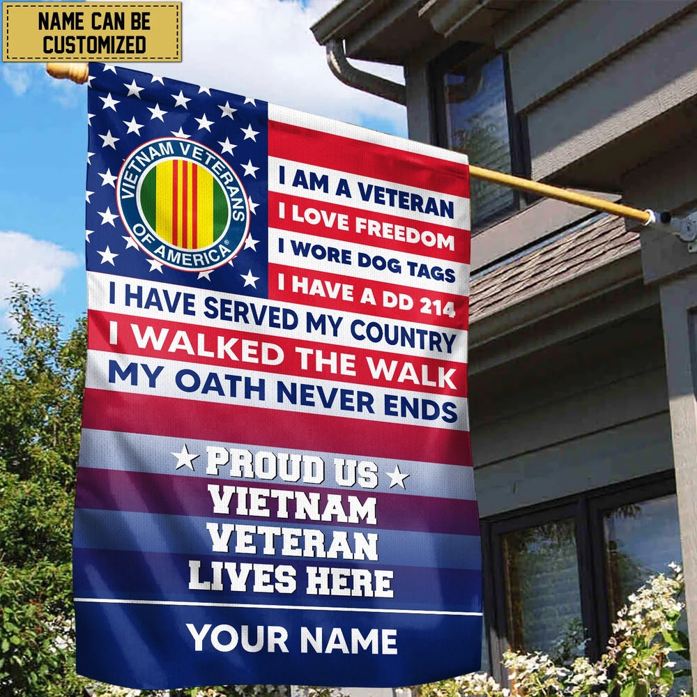 Vietnam Veteran Personalized American Flag, Gift For Us Military Veteran, Vietnam Veteran Garden Flag, American Flag Vietnam