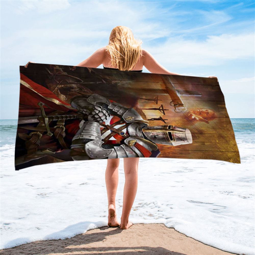 Warrior Jesus On The Cross Jesus Calls Beach Towel - Inspirational Beach Towel - Christian Beach Towel