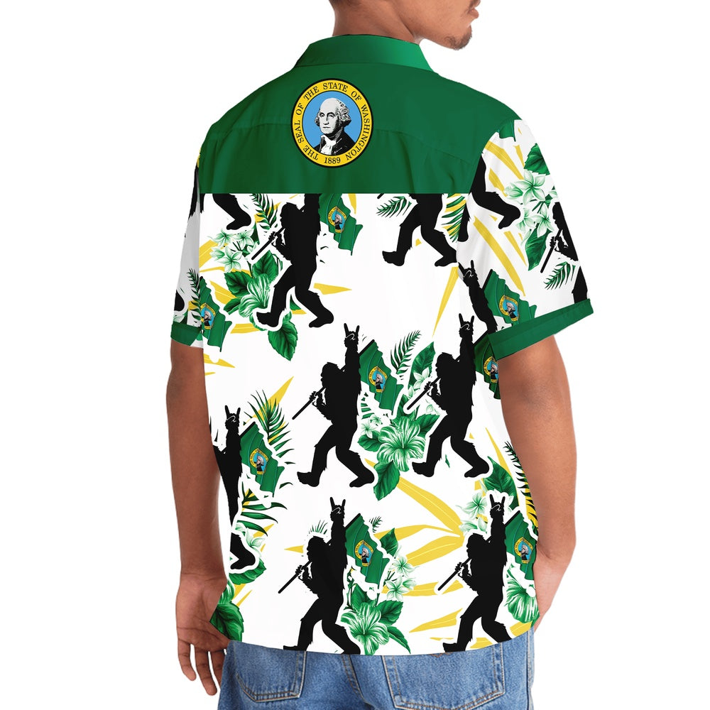 Washington Bigfoot Hawaiian Shirt, Funny Hawaiian Shirt, Cool Hawaiian Shirts, Best Hawaiian Shirts