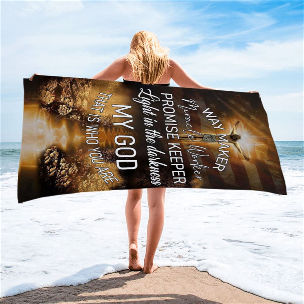 Way Maker Miracle Worker Promise Keeper Beach Towel - Christian Beach Towel - Religious Beach Towel