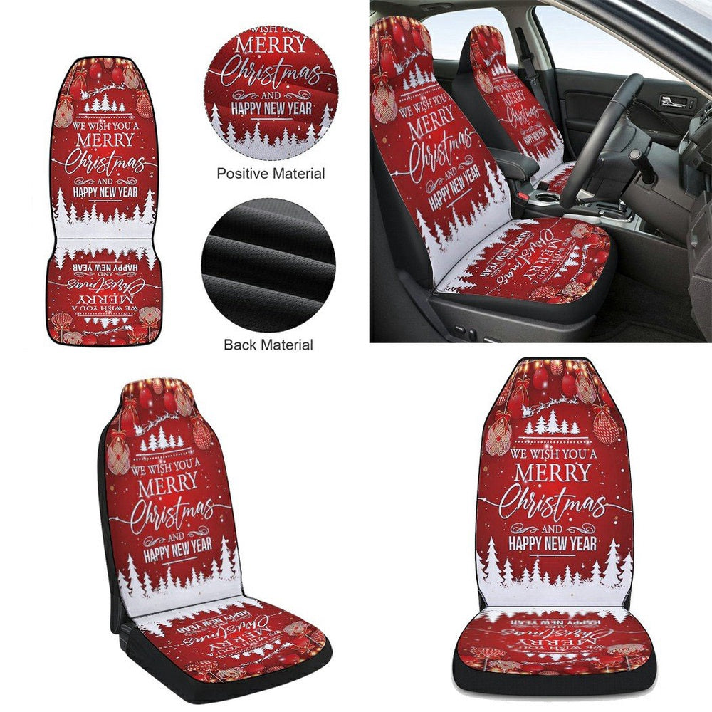 We Wish You A Merry Christmas and Happy New Year Cars Seat Cover, Christmas Car Seat Covers, Car Decor Gift