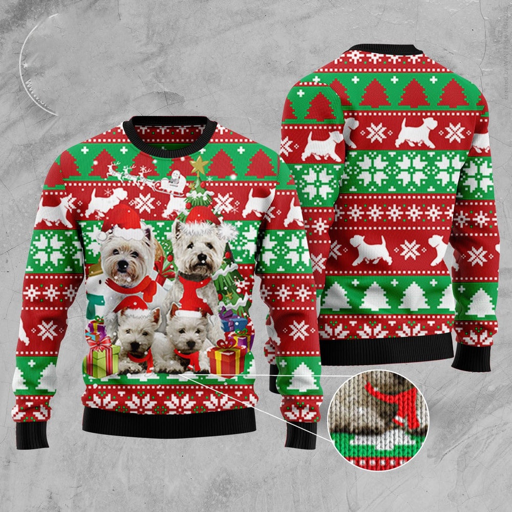 West Highland White Terrier Family Ugly Christmas Sweater, Funny Xmas Sweater, Sweater Xmas