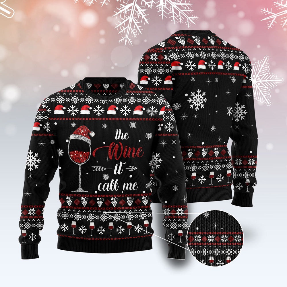 Wine Call Me Ugly Christmas Sweater, Funny Xmas Sweater, Sweater Xmas