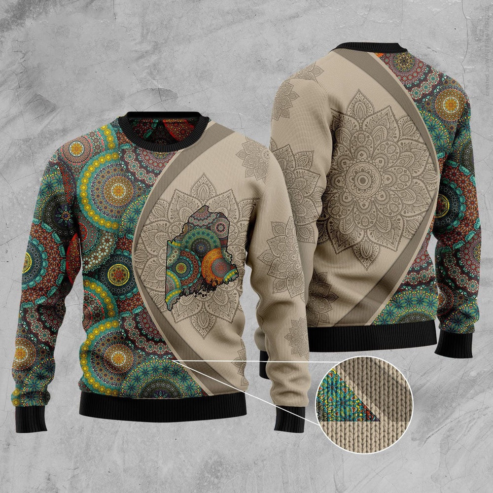 Wisconsin Mandala Ugly Christmas Sweater, Funny Xmas Sweater, Sweater Xmas