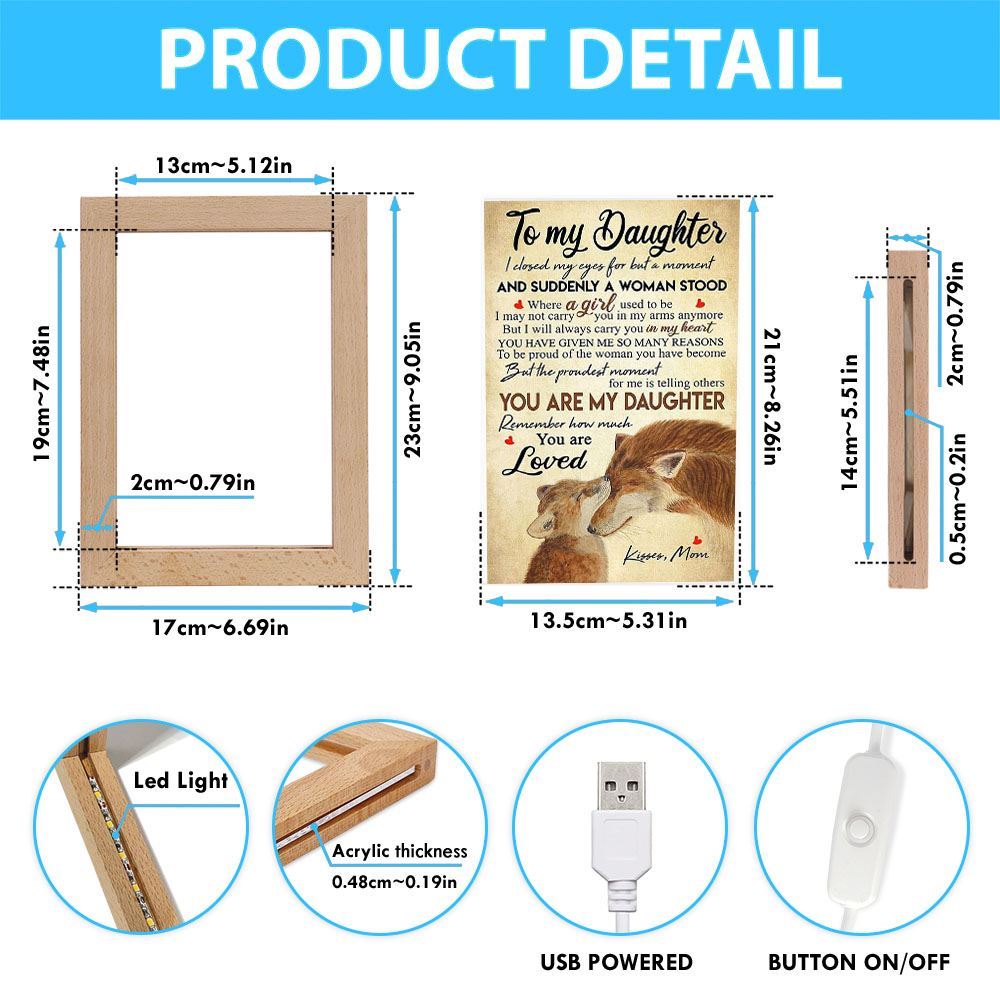 Wolf Mom To My Daughter I Closed My Eyes Frame Lamp, Mother's Day Night Light, Best Mom Ever, Gift For Mom