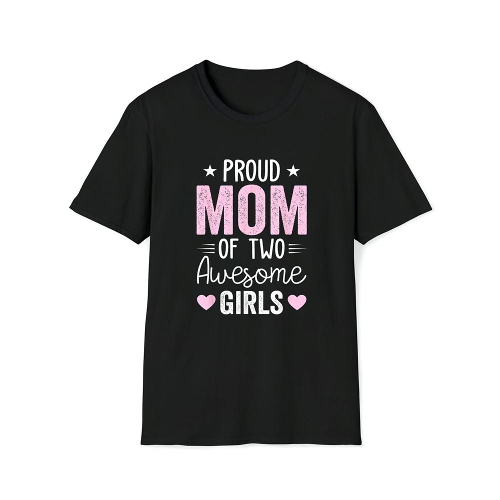 Women Mom Of 2 Girls Two Daughters Mother's Day Premium T Shirt, Mother's Day Premium T Shirt, Mother's Day Gift, Mom Shirt
