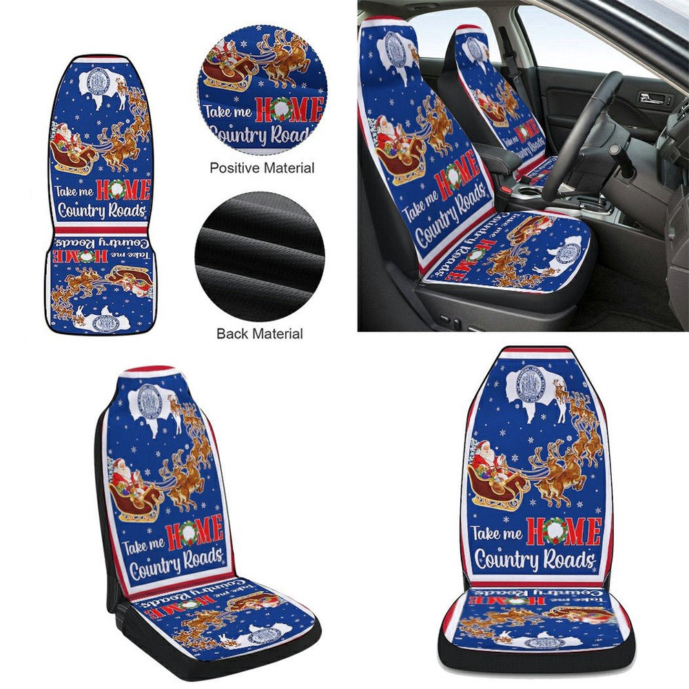Wyoming Take Me Home Country Roads Christmas Santa Claus Cars Seat Cover, Christmas Car Seat Covers, Car Decor Gift