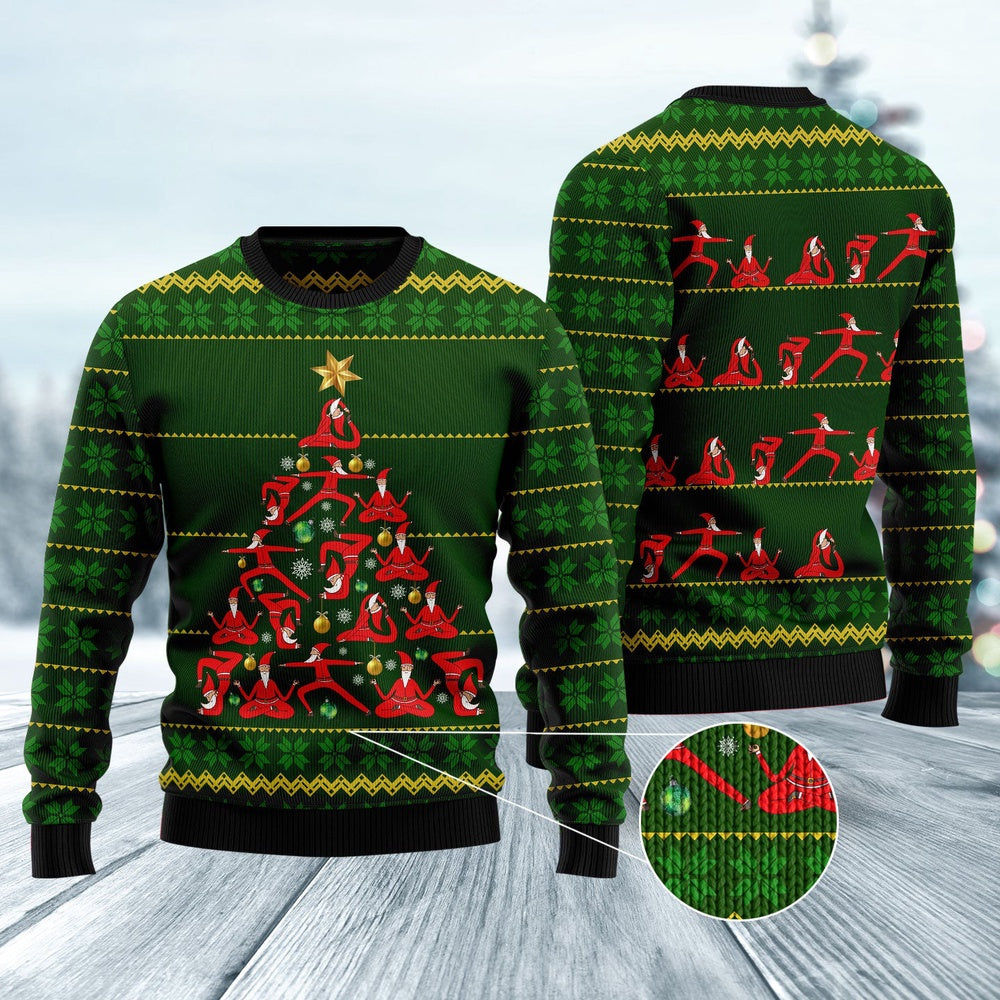 Yoga Christmas Ugly Christmas Sweater, Funny Xmas Sweater, Sweater Xmas