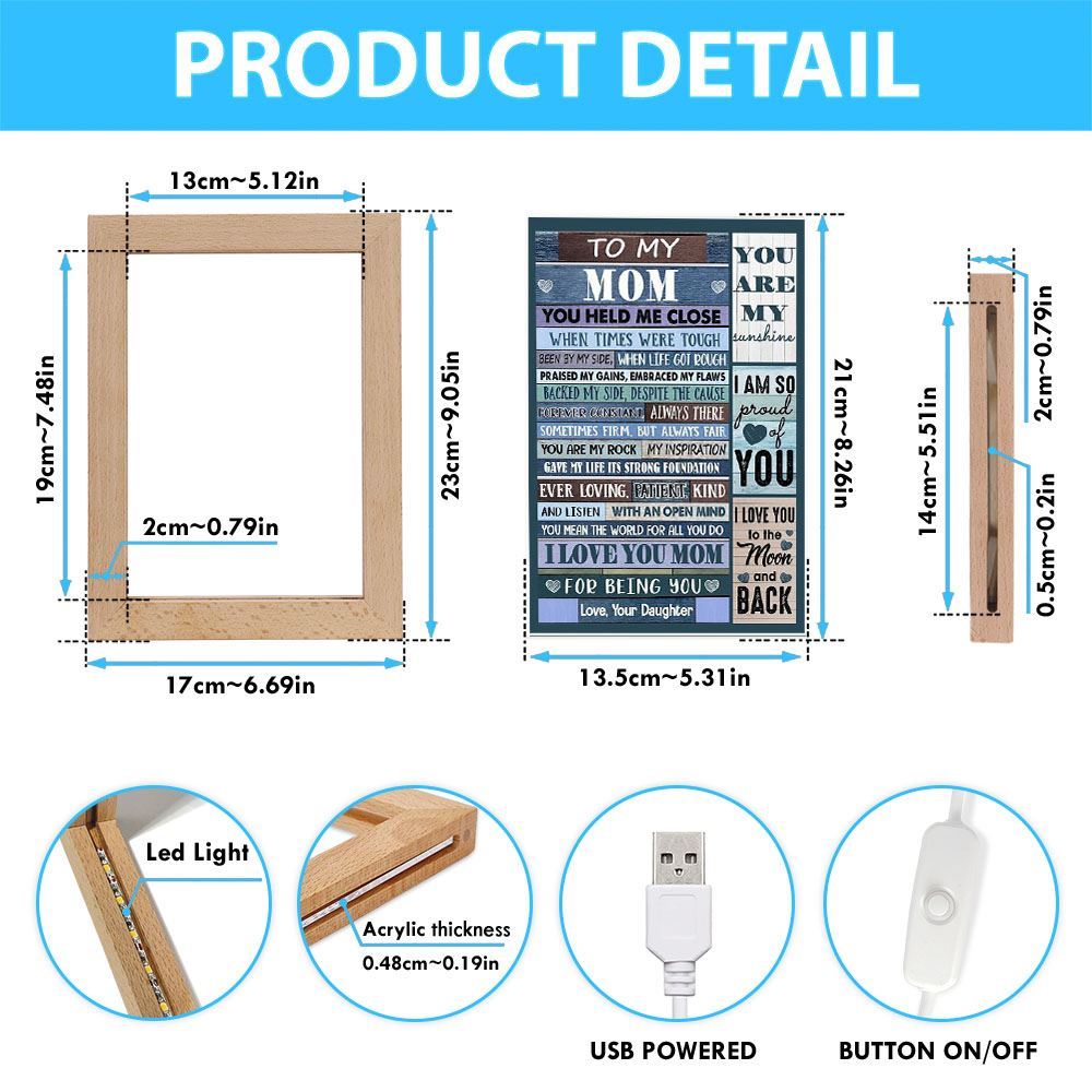 You Held Me Close When Times Were Tough Frame Lamp, Mother's Day Night Light, Best Mom Ever, Gift For Mom