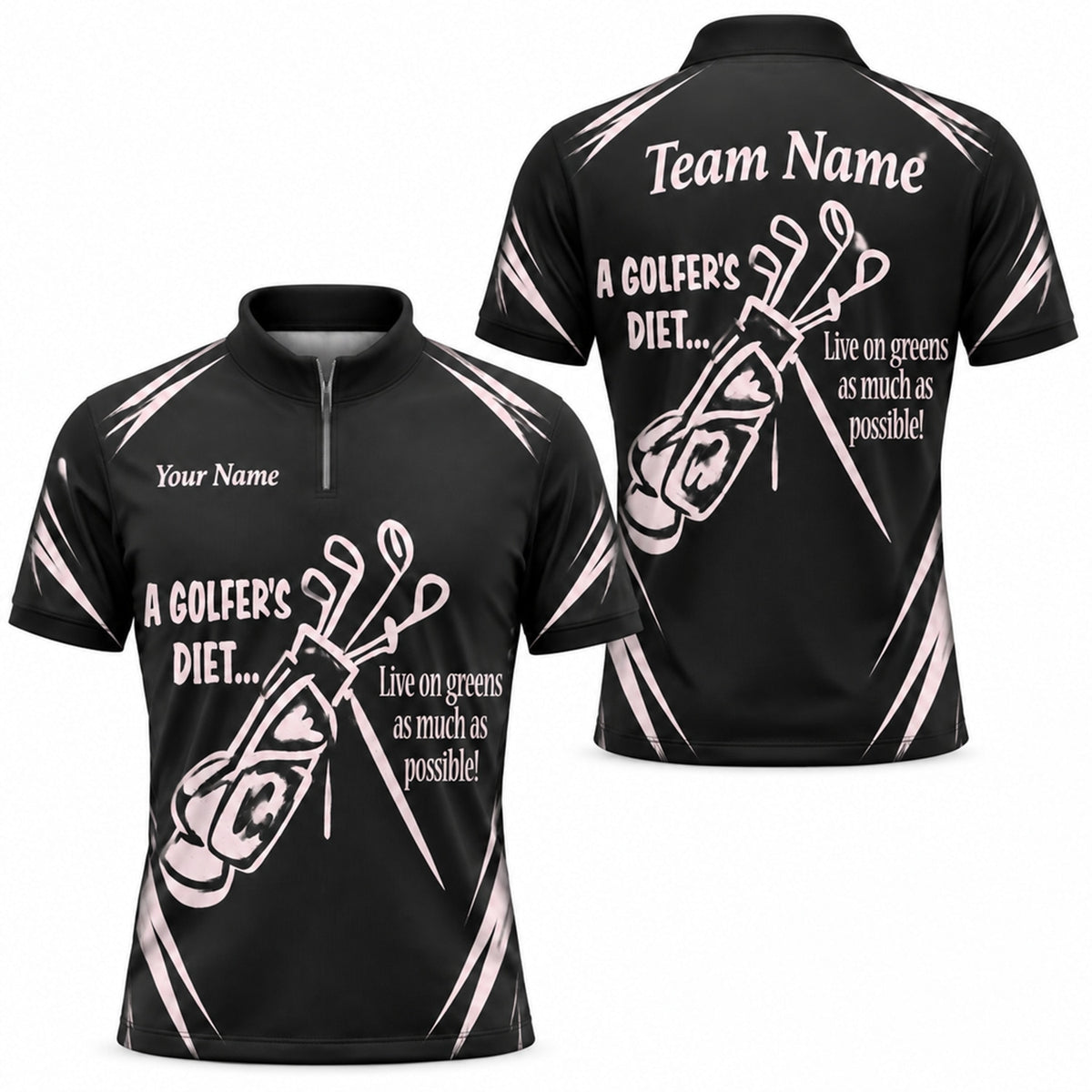 A Golfer's Diet Slogan Sport Personalized Golf Polo Shirt Jersey Zip 1 4 Collar