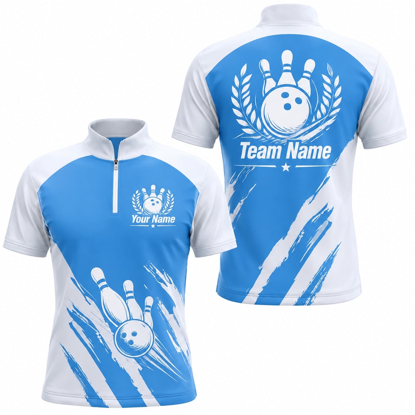 Bowling Team Name Modern Custom Bowling Polo Shirt Jersey Zip 1 4 Collar