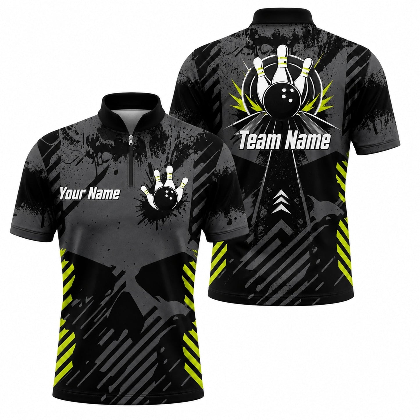 Bowling Team Name Sport Personalized Bowling Polo Shirt Jersey Zip 1 4 Collar