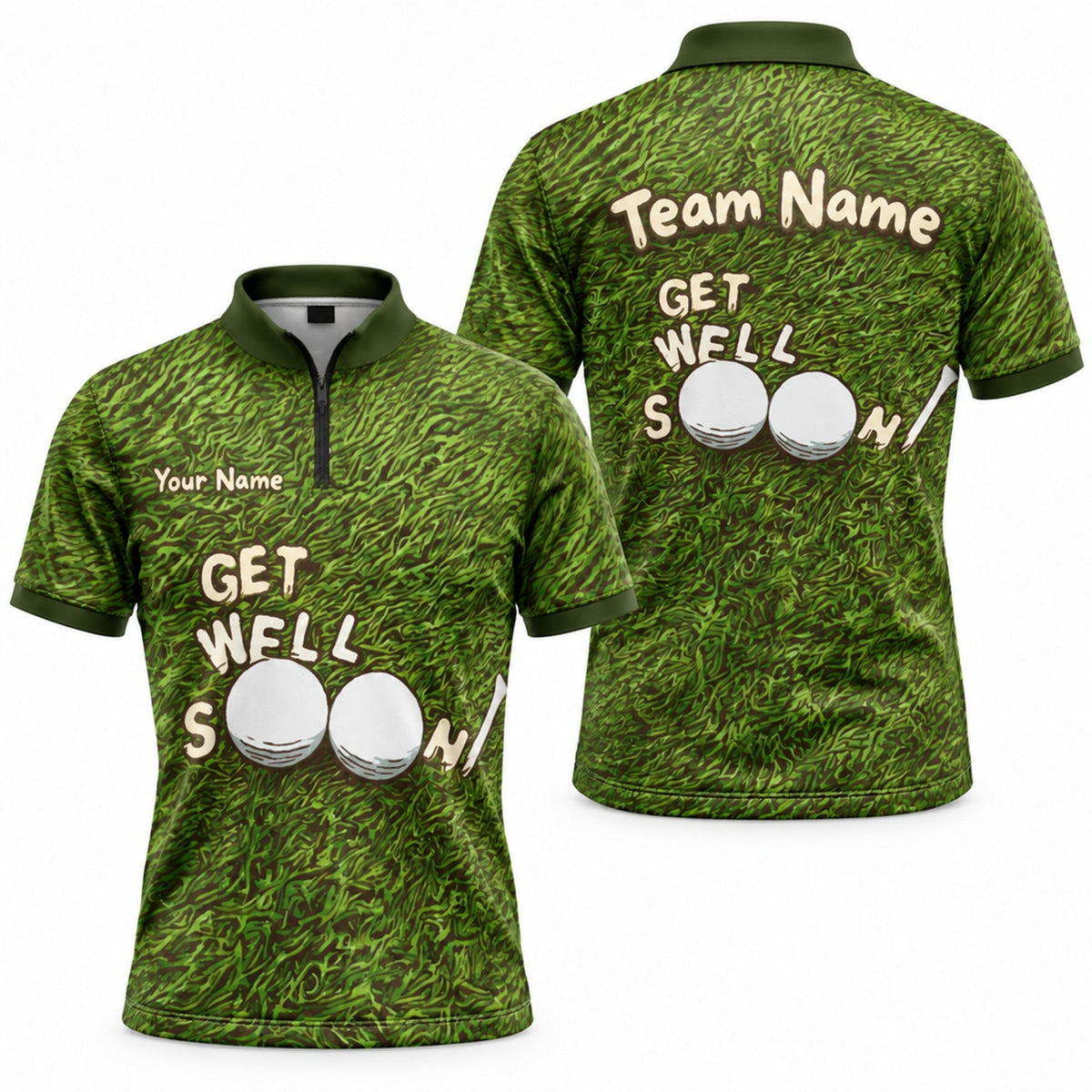 Get Well Soon Golf Balls Sport Personalized Golf Polo Shirt Jersey Zip 1 4 Collar
