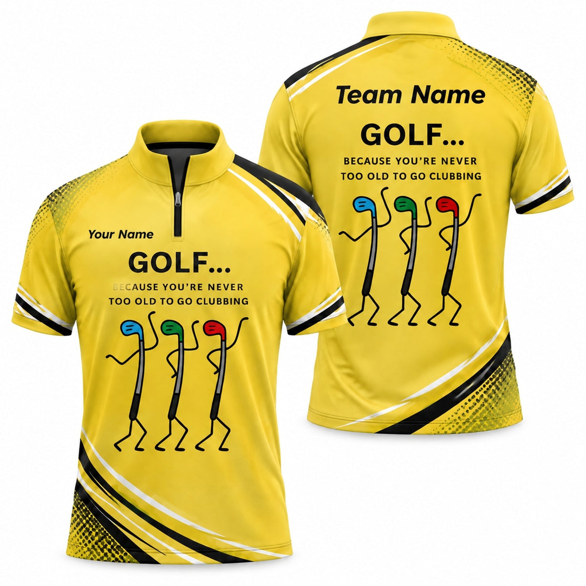 Golf Clubbing Joke Graphic Personalized Golf Polo Shirt Jersey Zip 1 4 Collar
