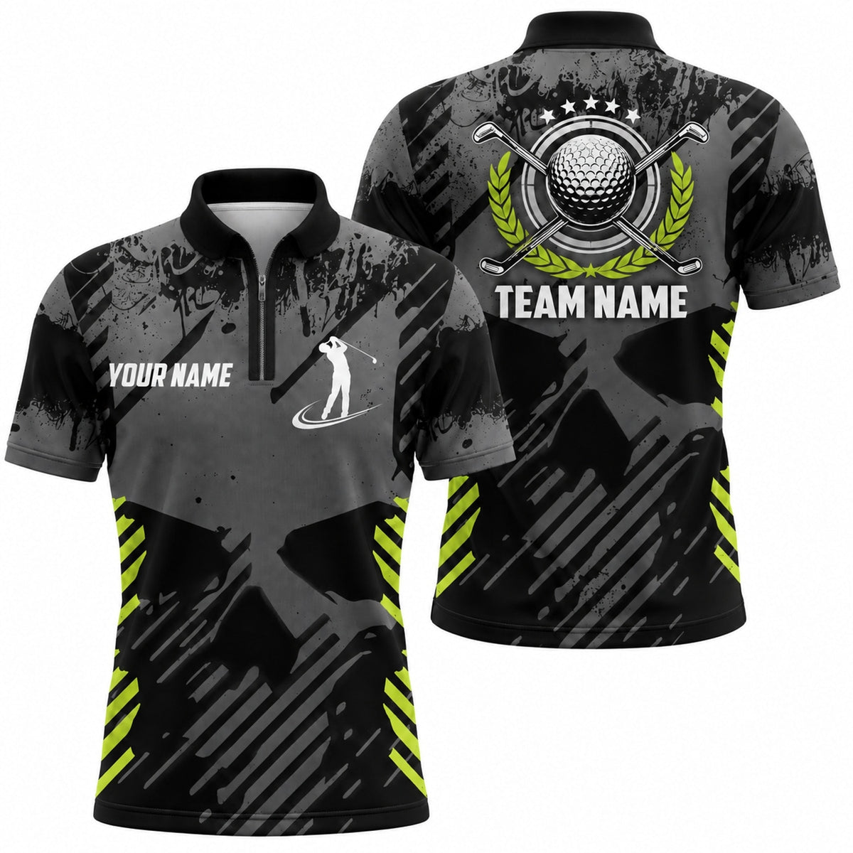 Golf Crest With Clubs Sport Personalized Golf Polo Shirt Jersey Zip 1 4 Collar