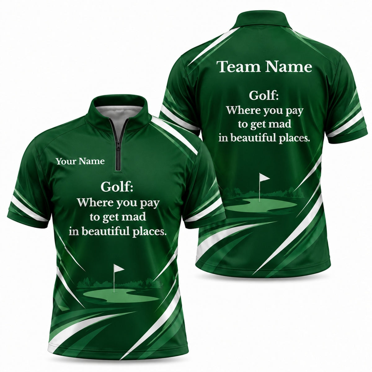 Golf Quote Typography Sport Personalized Golf Polo Shirt Jersey Zip 1 4 Collar