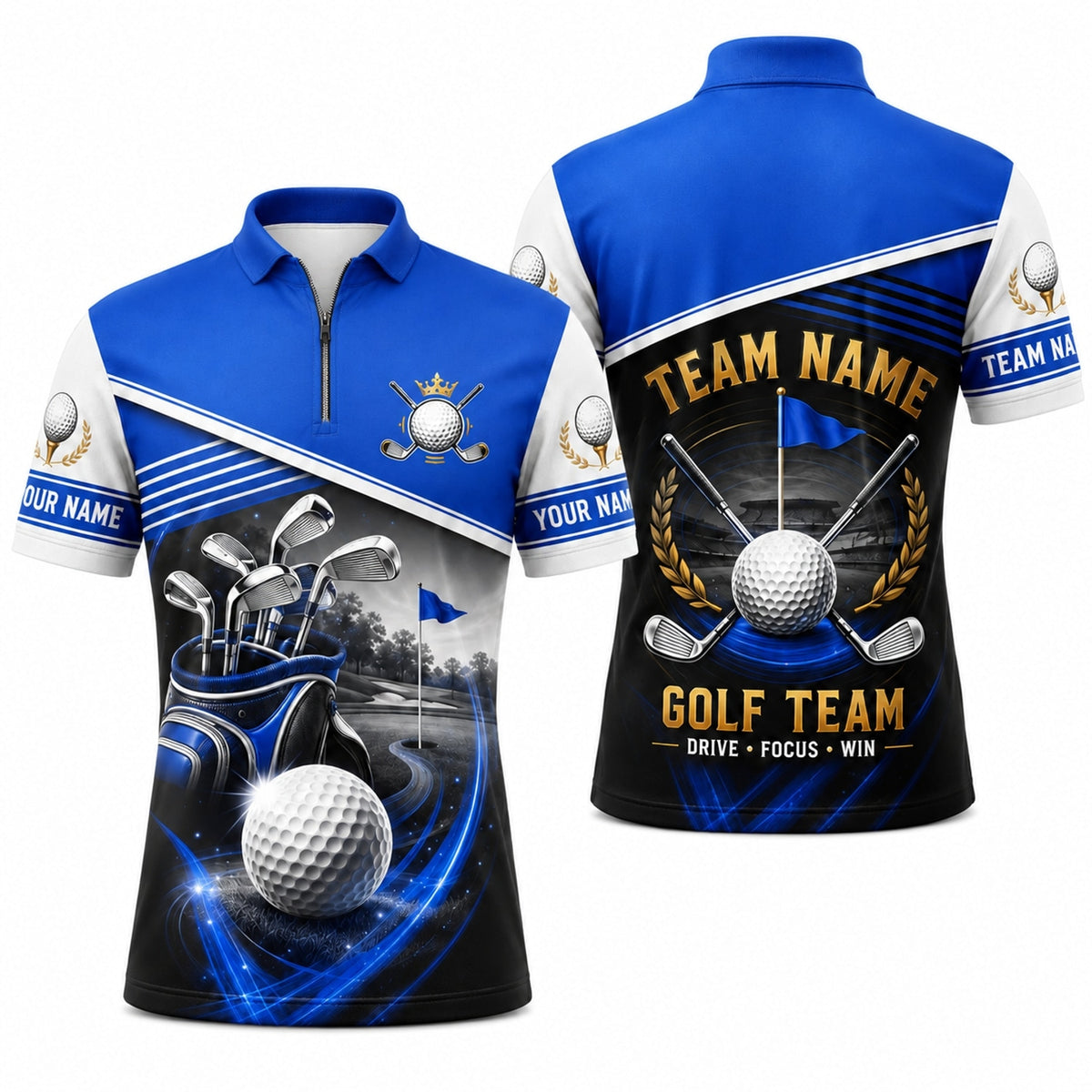 Golf Team Name Sport Custom Golf Polo Shirt Jersey Zip 1 4 Collar