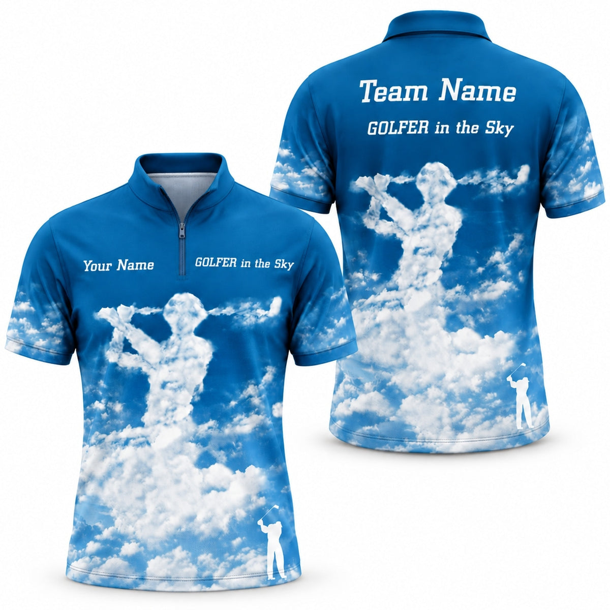 Golfer in the Sky Golf Life Quote Personalized Golf Polo Shirt Jersey Zip 1 4 Collar