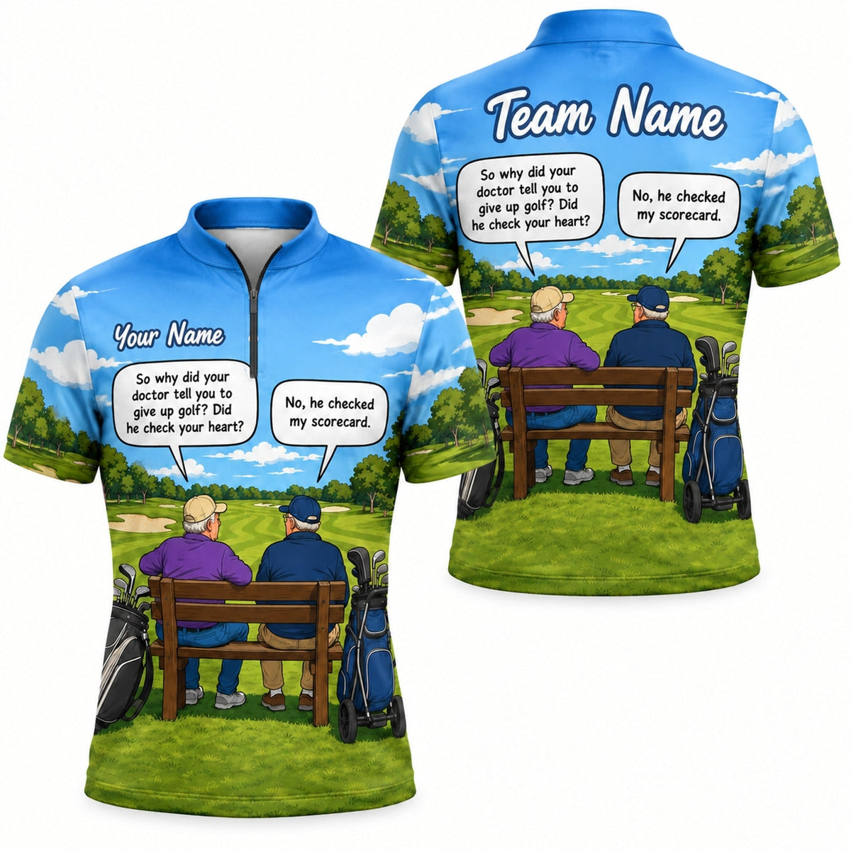 He Checked My Scorecard Golf Humor Personalized Golf Polo Shirt Jersey Zip 1 4 Collar