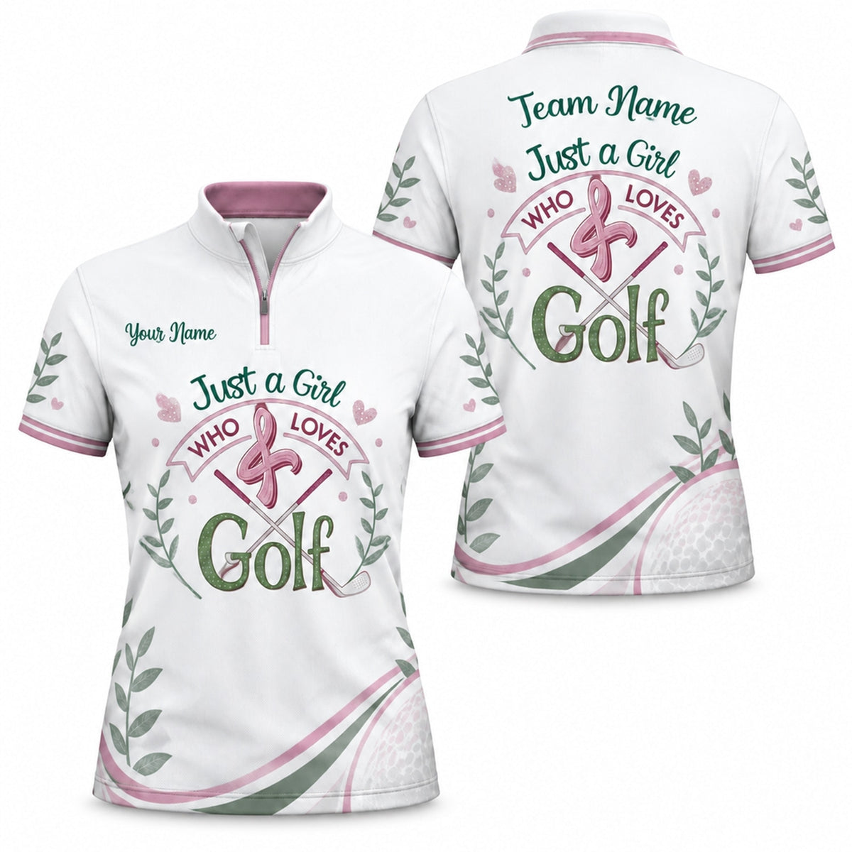 Just A Girl Who Loves Golf Sport Personalized Golf Polo Shirt Jersey Zip 1 4 Collar