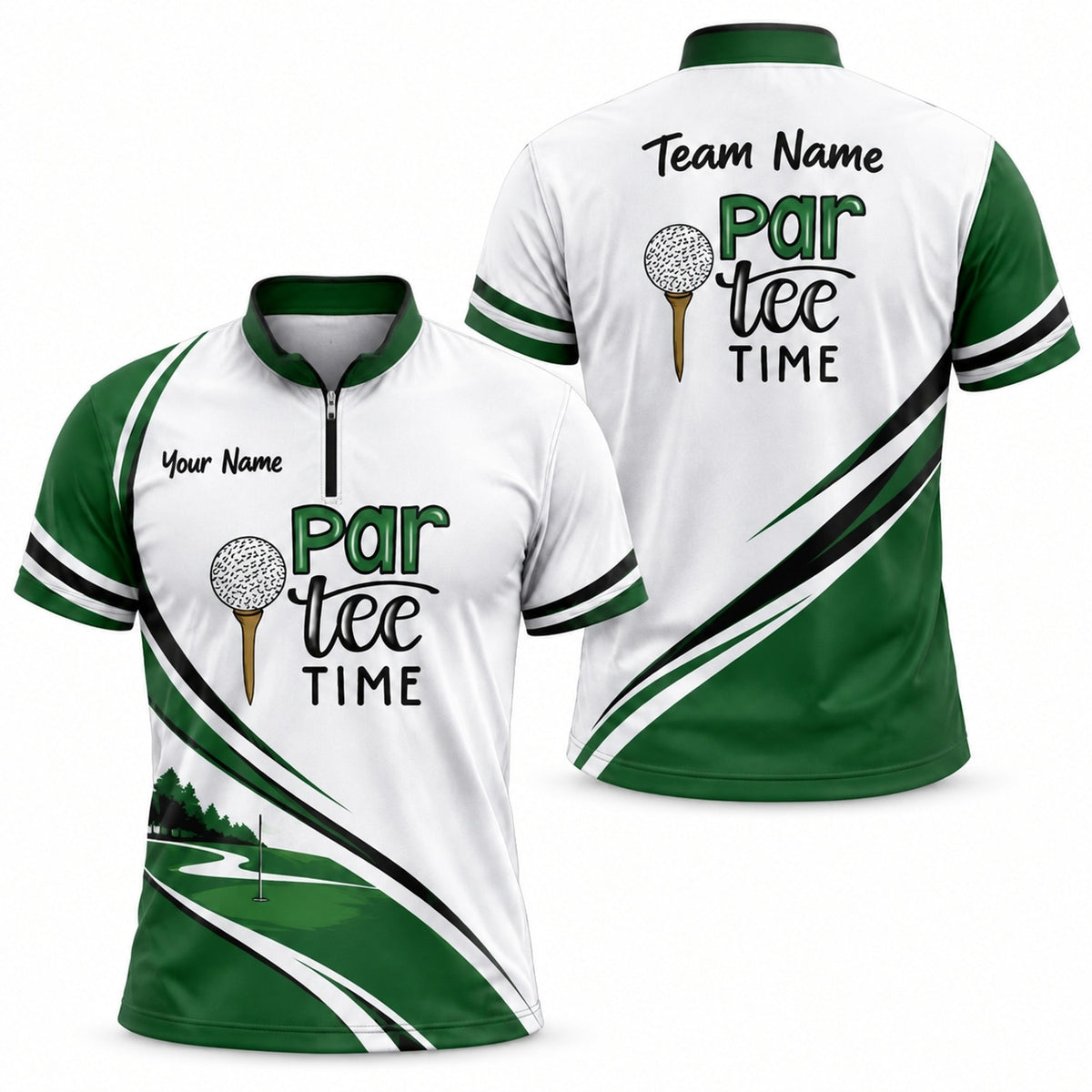 Par Tee Time Sport Personalized Golf Polo Shirt Jersey Zip 1 4 Collar