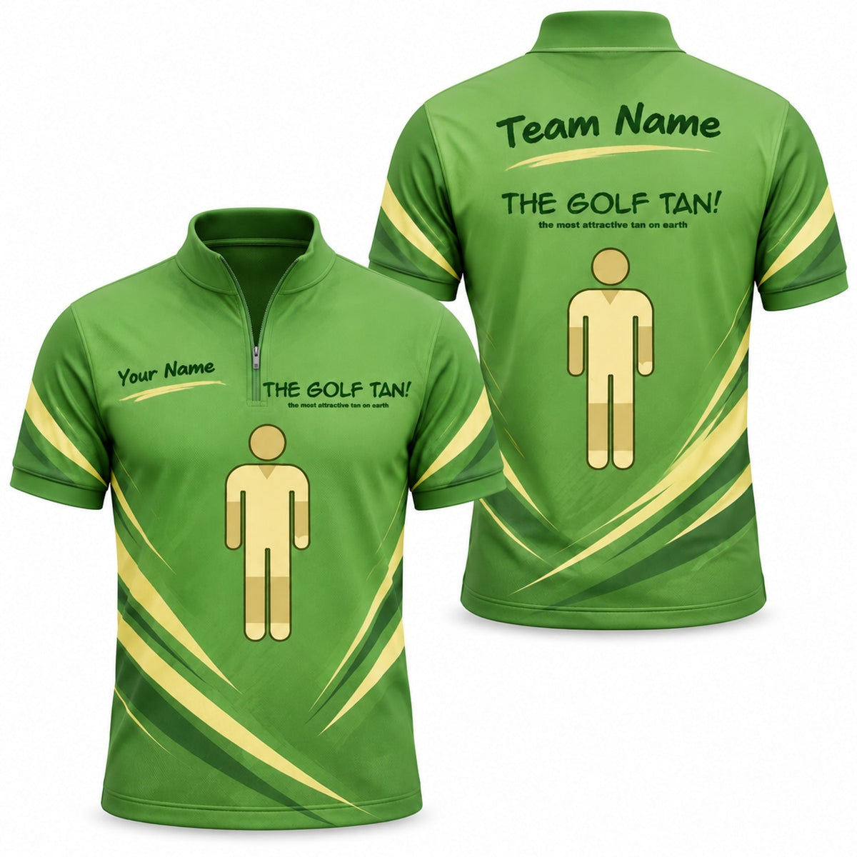 The Golf Tan Typography Personalized Golf Polo Shirt Jersey Zip 1 4 Collar