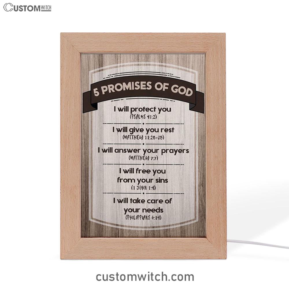 5 Promises Of God Frame Lamp Art - Christian Night Light - Religious Decor