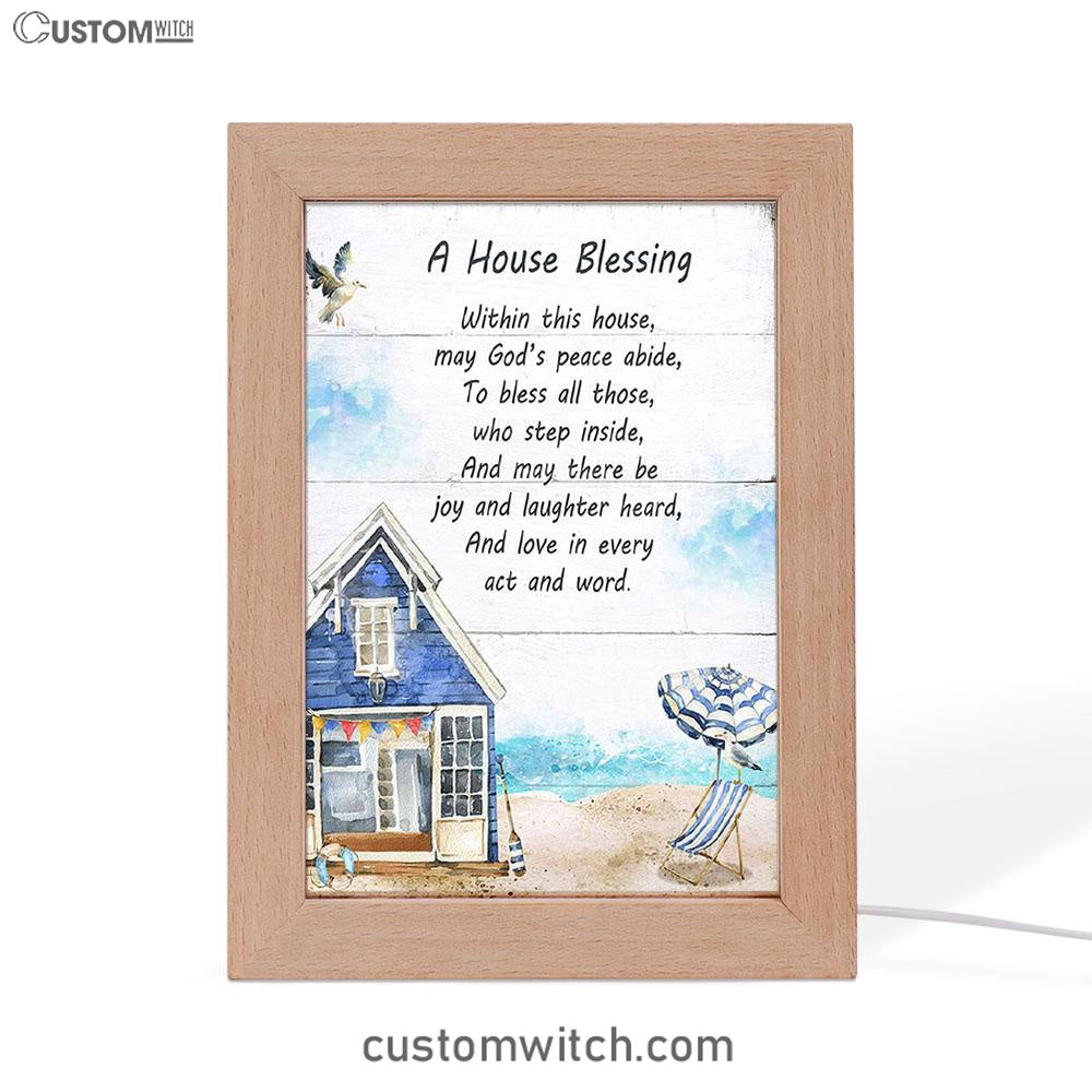 A House Blessing Frame Lamp Prints - God Bless This House Decor - Christian Night Light Decor