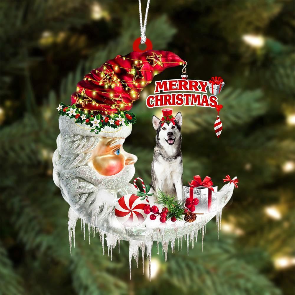 Alaskan Malamute On The Moon Merry Christmas Hanging Ornament, Christmas Gift, Christmas Tree Decorations, Christmas Ornament 2023