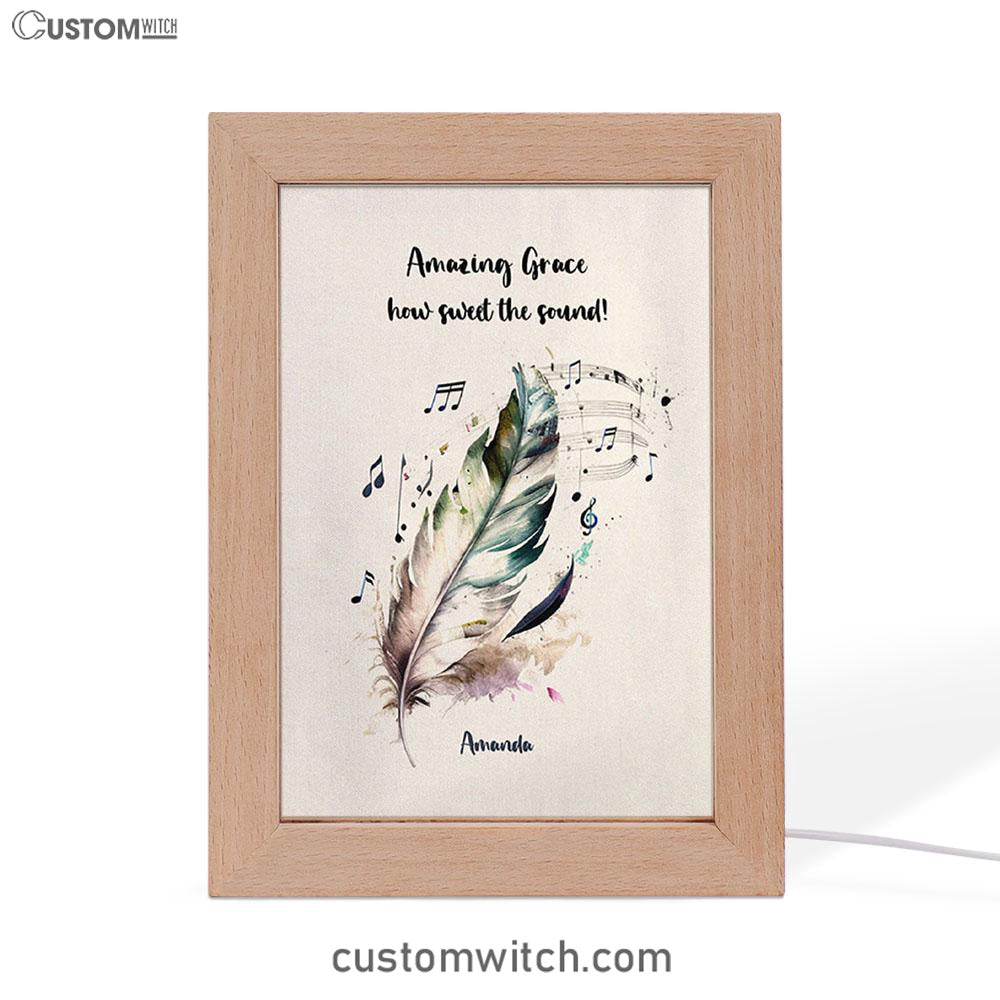 Amazing Grace How Sweet The Sound Personalized Frame Lamp Art - Christian Night Light - Bible Verse Gift For Women Of God