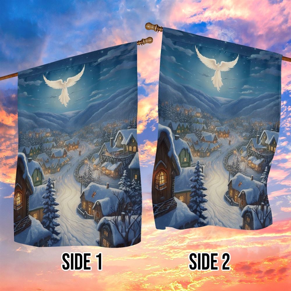 Angel's Embrace Midnight Miracle Flag, Christmas Angel Garden Flag, Christmas Outdoor Decor Ideas