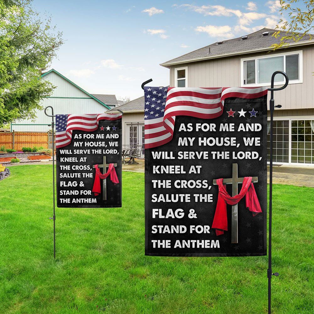 As For Me And My House We Will Serve The Lord Flag, Jesus Cross American House Flags, Christian Flag, Scripture Flag, Garden Banner