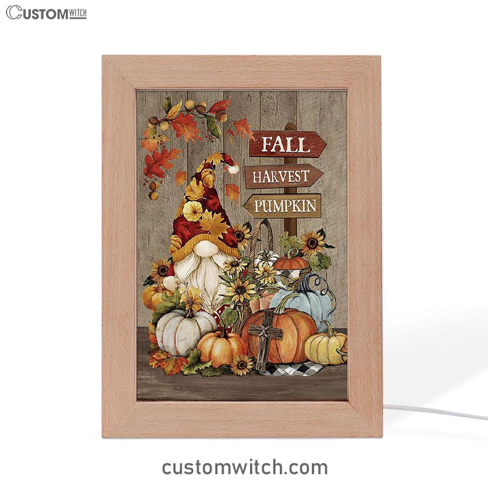 Autumn Season Pumpkin Autumn Leaves Fall Harvest Pumpkin Frame Lamp Art - Christian Night Light - Bible Verse Wooden Lamp