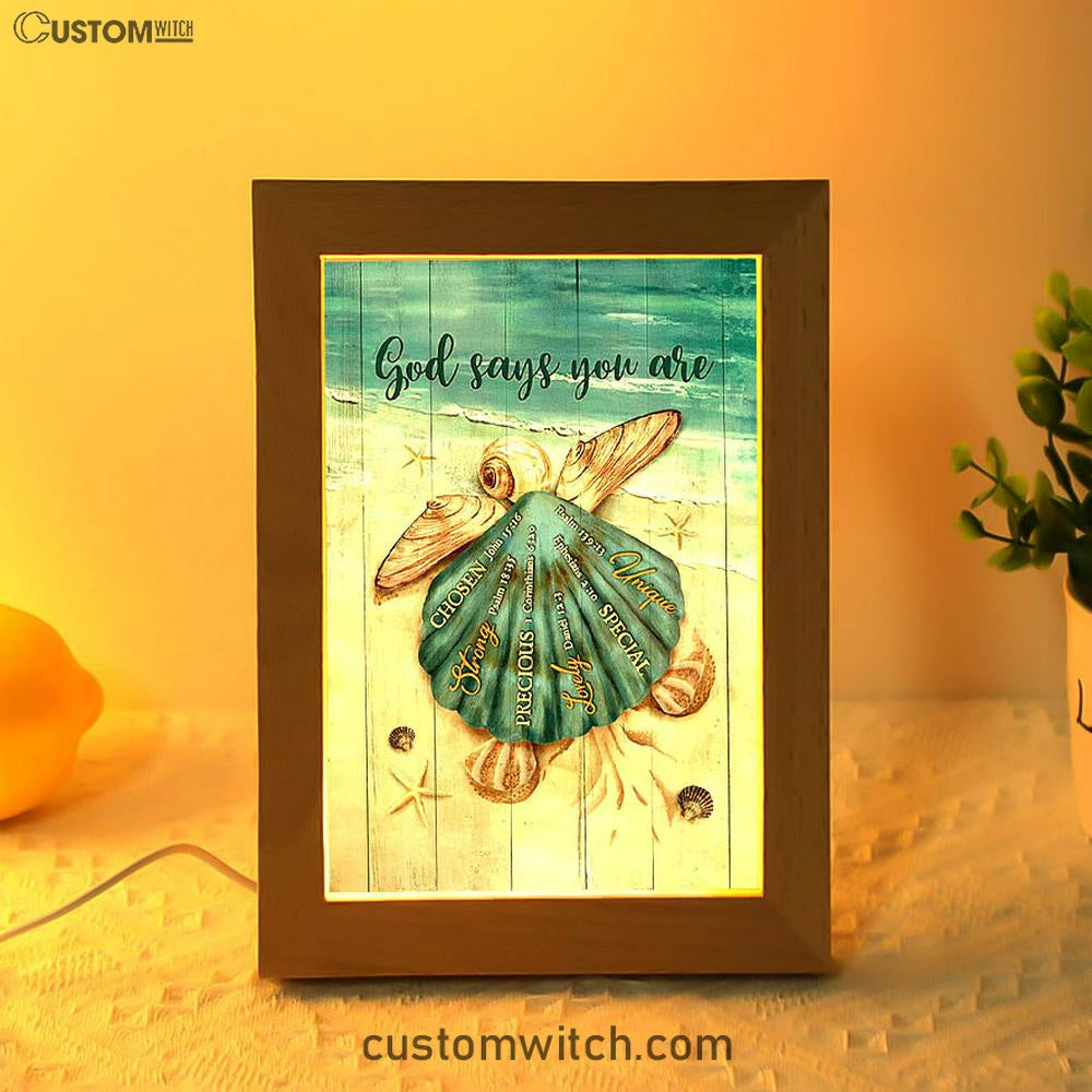 Baby Turtle God Says You Are Frame Lamp Art - Bible Verse Art - Christ ...