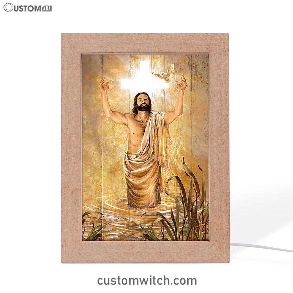 Baptism Of Jesus Dove Frame Lamp Art - Bible Verse Art - Christian Inspirational Decor
