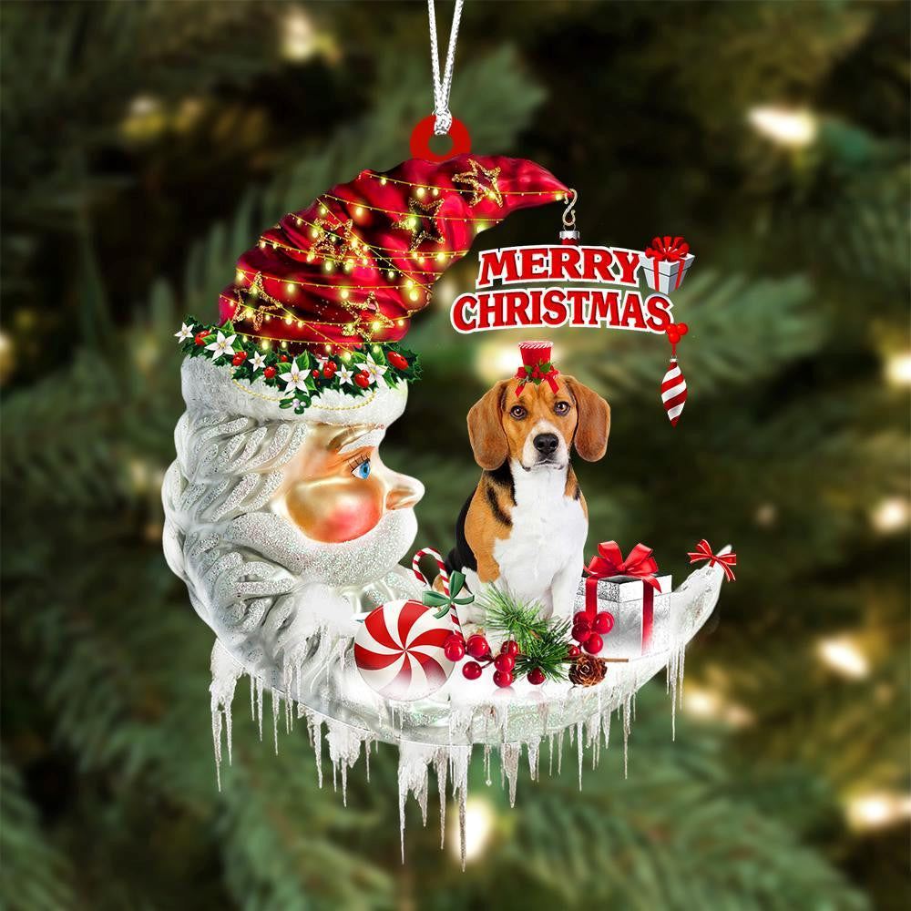 Beagle On The Moon Merry Christmas Hanging Ornament, Christmas Gift, Christmas Tree Decorations, Christmas Ornament 2023