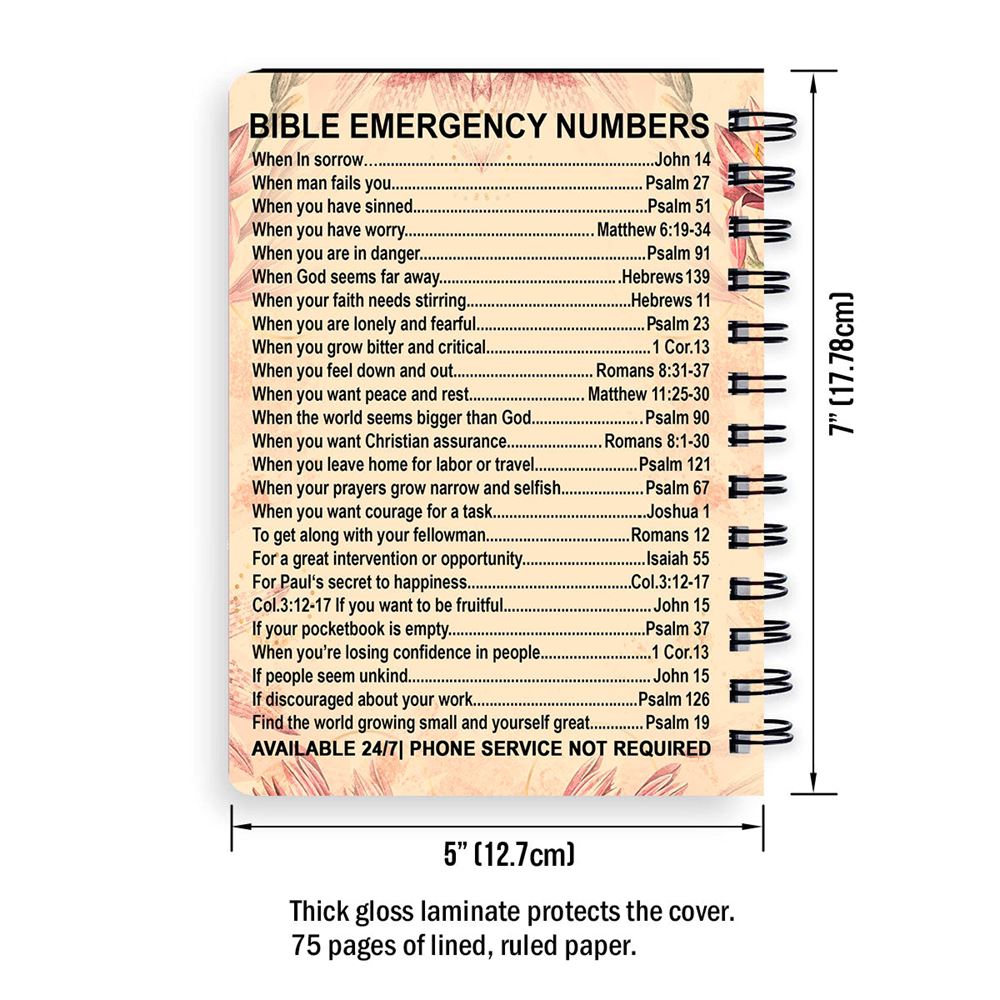 Bible Emergency Number Cross Spiral Notebook, Christian Spiritual Gifts For Friends