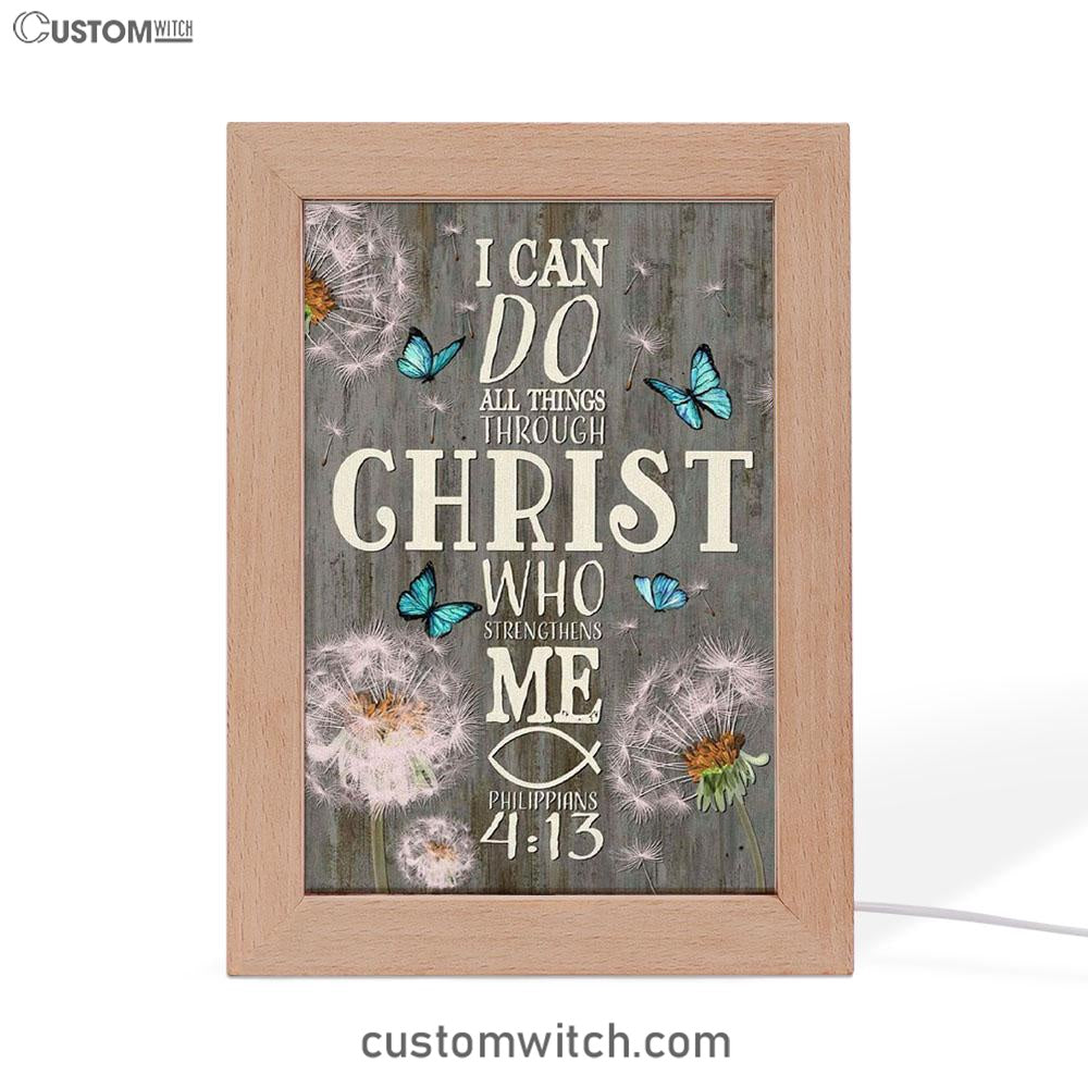 Bible Verse I Can Do All Things Through Christ Dandelion Frame Lamp Prints - Bible Verse Decor - Scripture Art
