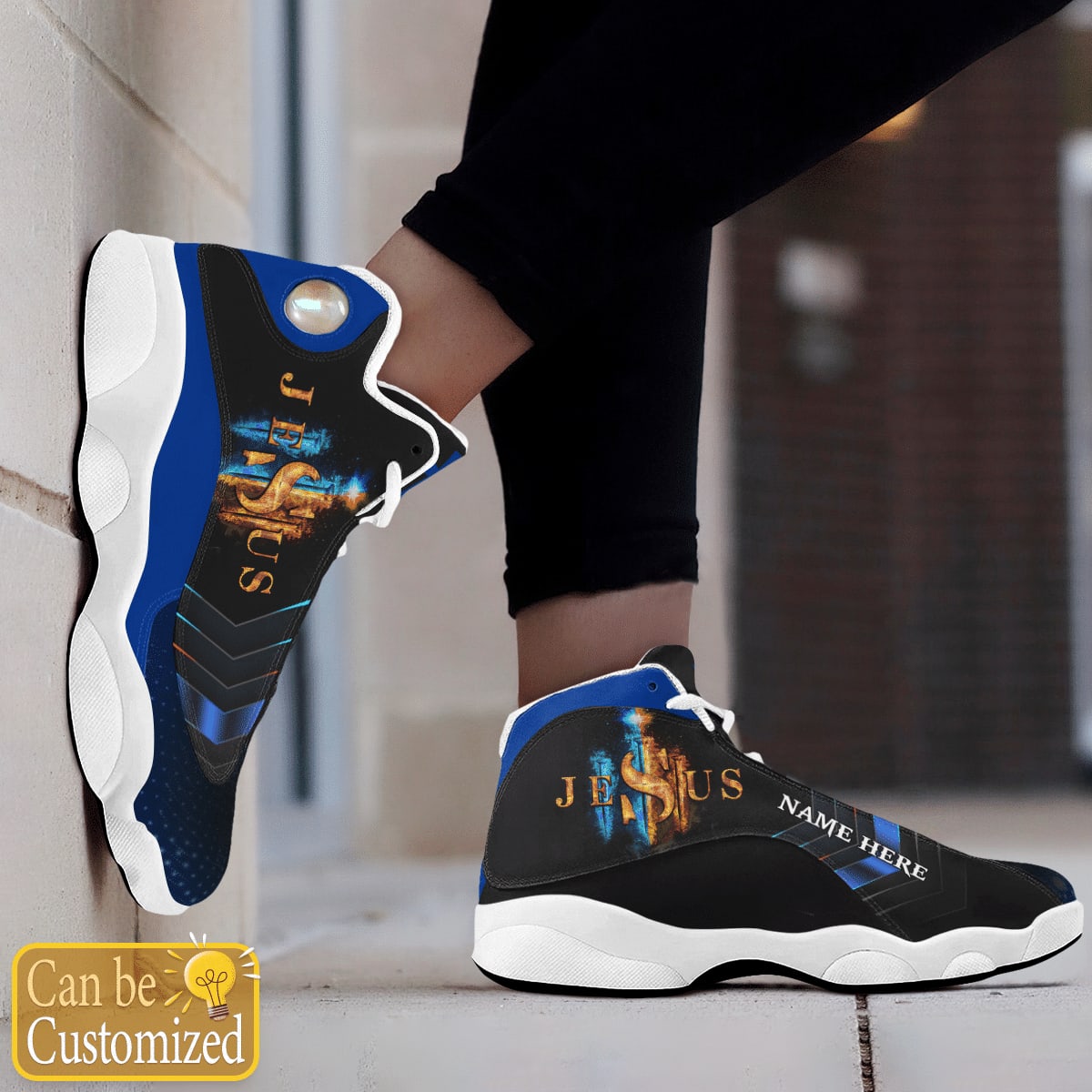 Black And Blue Cross Jesus Custom Name Jd13 Shoes For Man And Women, Christian Basketball Shoes, Gifts For Christian, God Shoes
