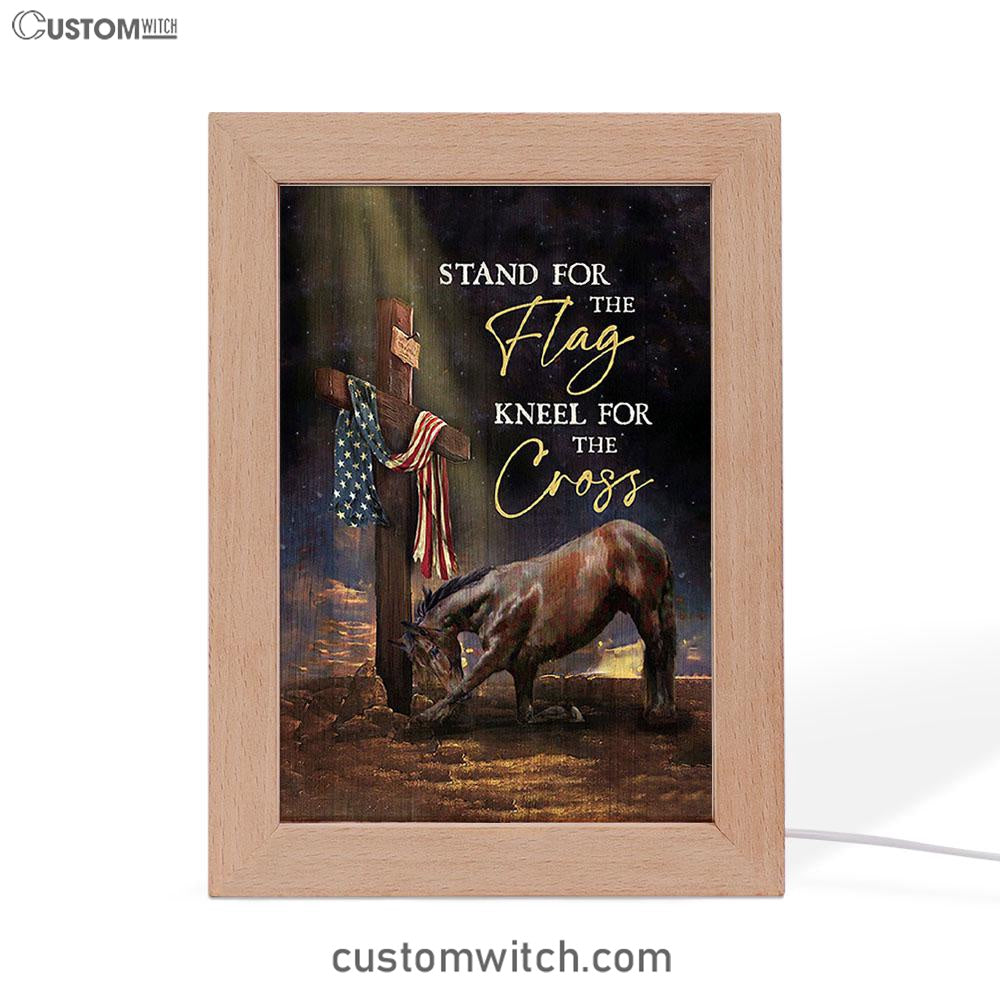Black Horse Cross Stand For The Flag Frame Lamp Art - Bible Verse Wooden Lamp - Inspirational Art - Christian Home Decor