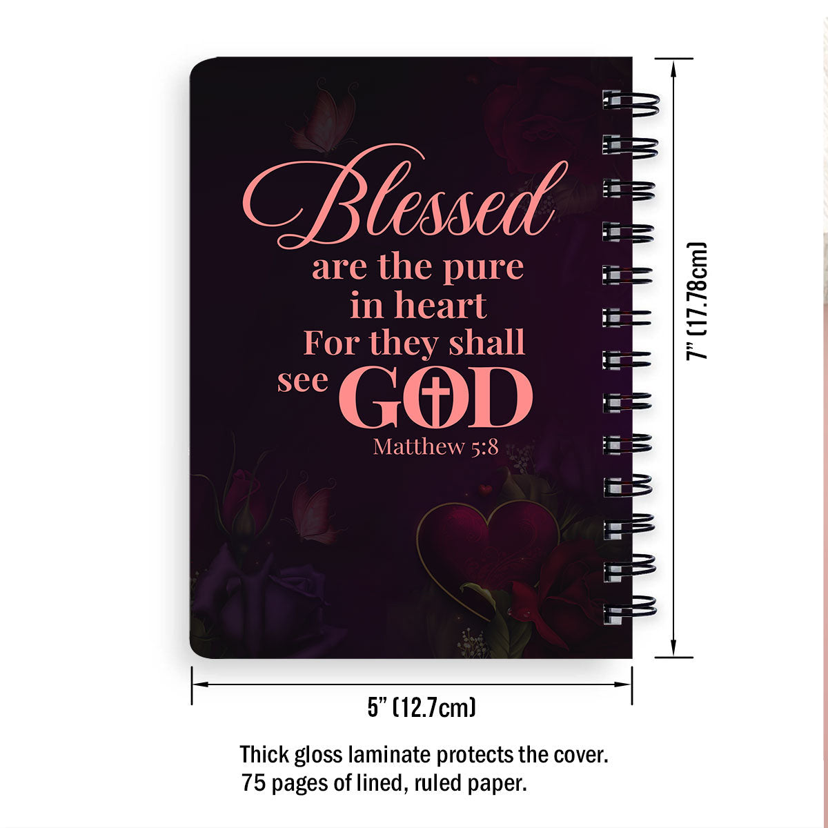 Blessed Are The Pure In Heart For They Shall See God Personalized Spiral Notebook, Christian Spiritual Gifts For Friends