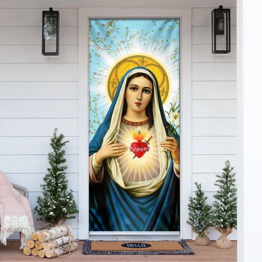 Blessed Virgin Mary Door Cover, Christian Door Decor, Door Christian Church, Christian Door Plaques