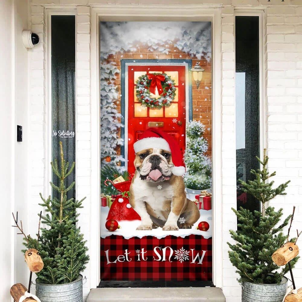 Bulldog Door Cover, Let It Snow Christmas Door Cover, Christmas Garage Door Covers, Christmas Outdoor Decoration