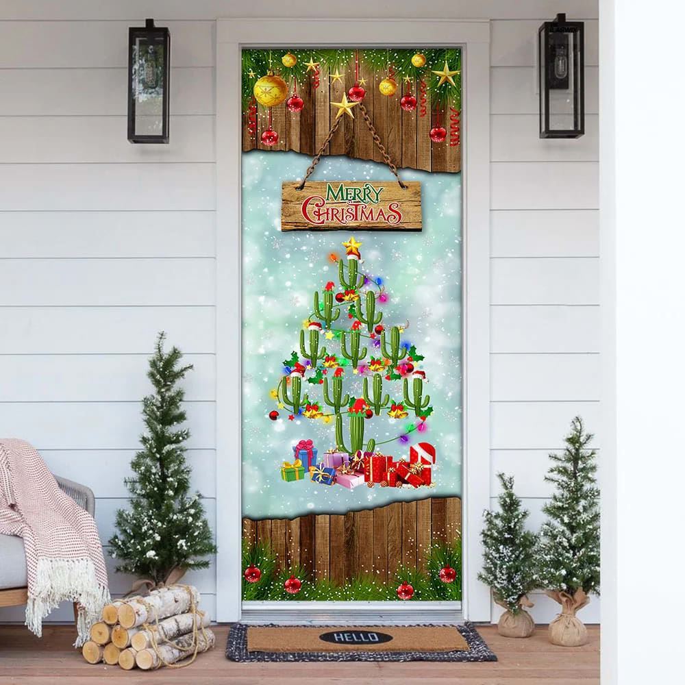 Cactus Christmas Tree Door Cover, Front Door Christmas Cover, Christmas Door Knob Covers, Christmas Outdoor Decoration